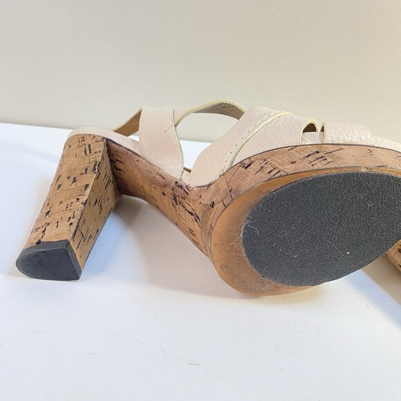 Chloe Cream Leather Renna Cork Sandals Size 39.5 - Picture 6 of 12
